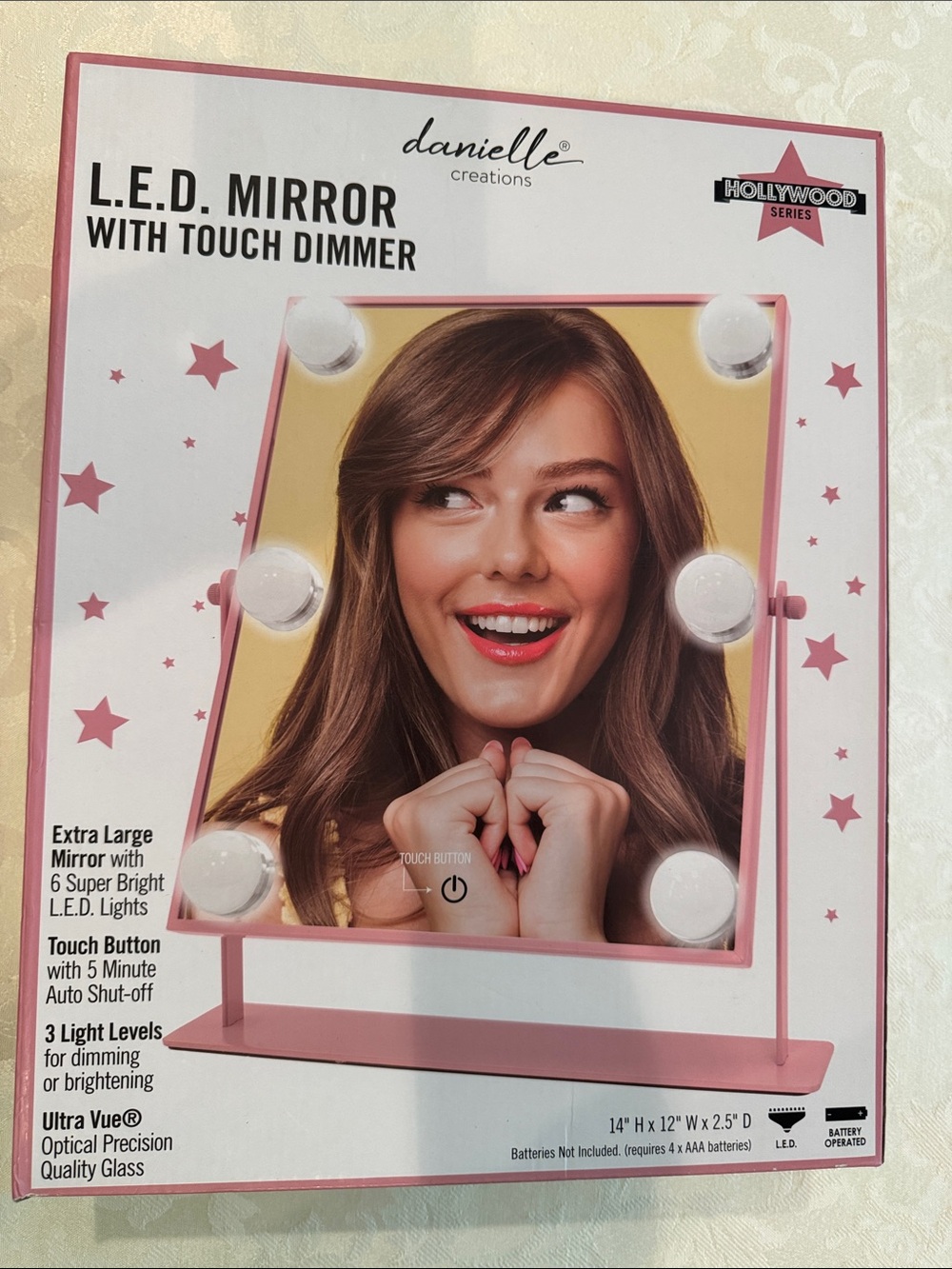 NEW Danielle Creations Pink LED Hollywood Vanity Mirror